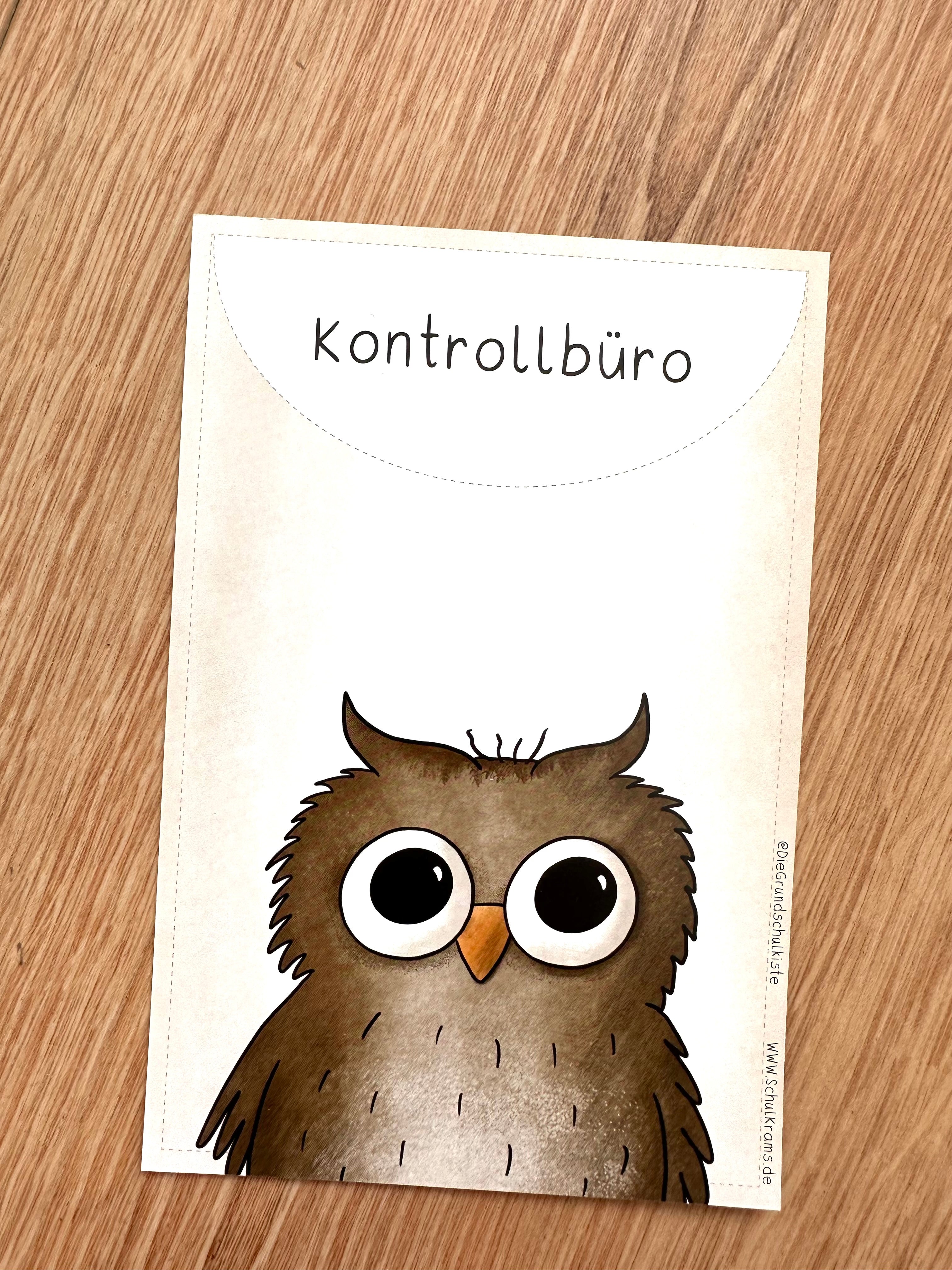 Kontrollbüro Karte Aufsteller Eule