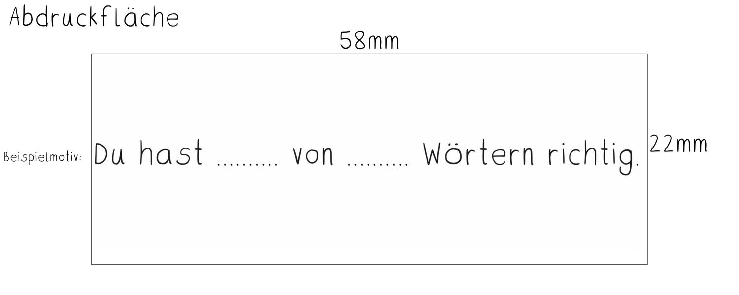 Stempel - "Du hast .......... von .......... Wörtern richtig."  (Modell 4913 - Abdruckfläche 58 x 22mm)