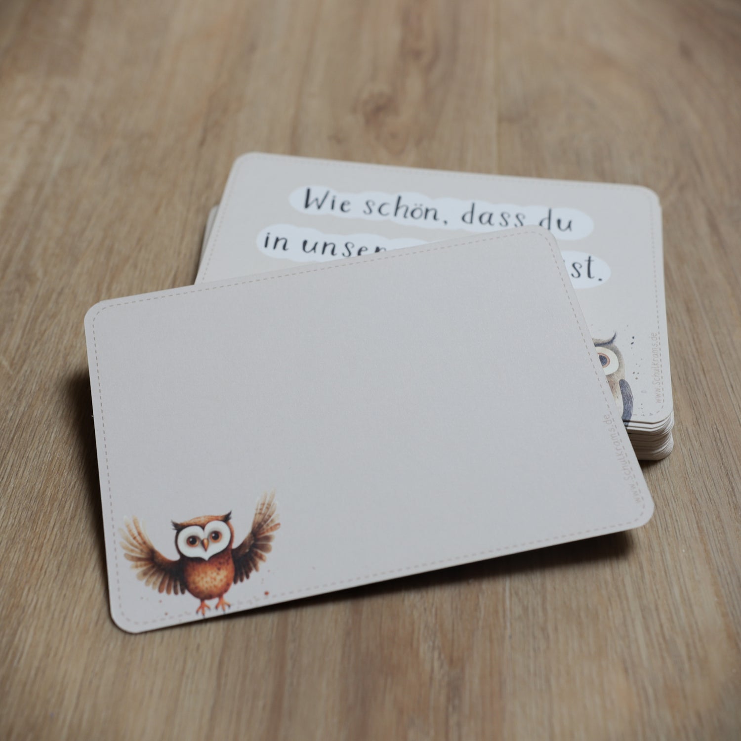 Postkarte Eulen "Wie schön, dass du in unserer Klasse bist!"