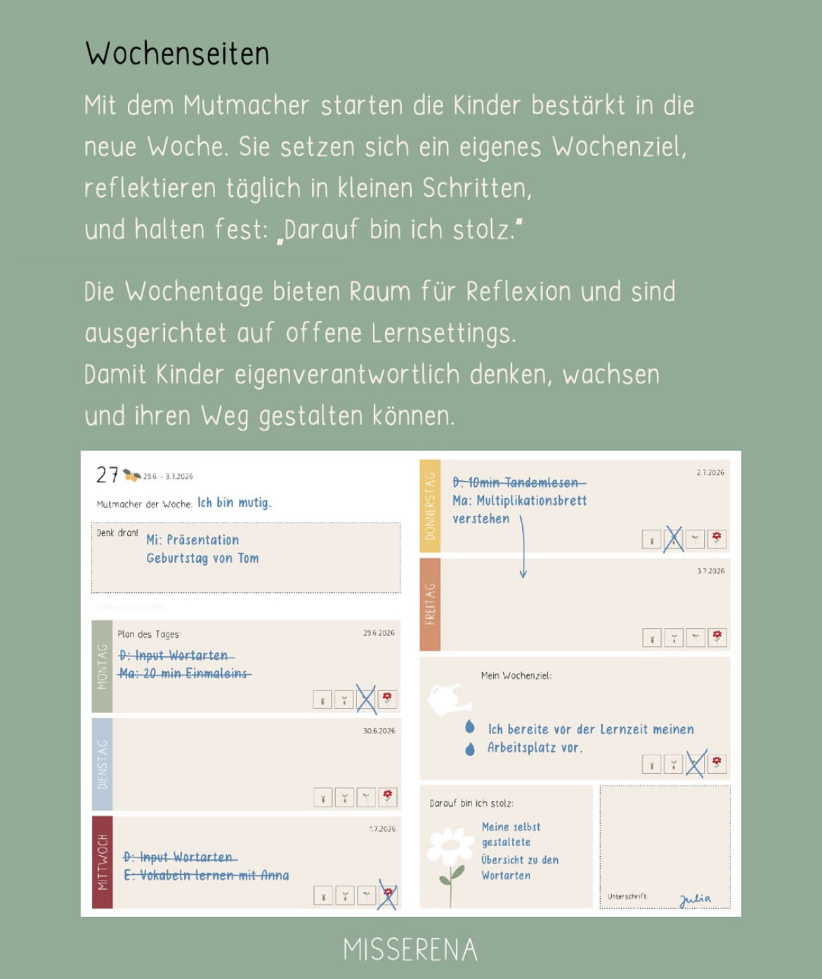 Wachstumstagebuch Schuljahr 2025/26 - DieGrundschulkiste X misserena
