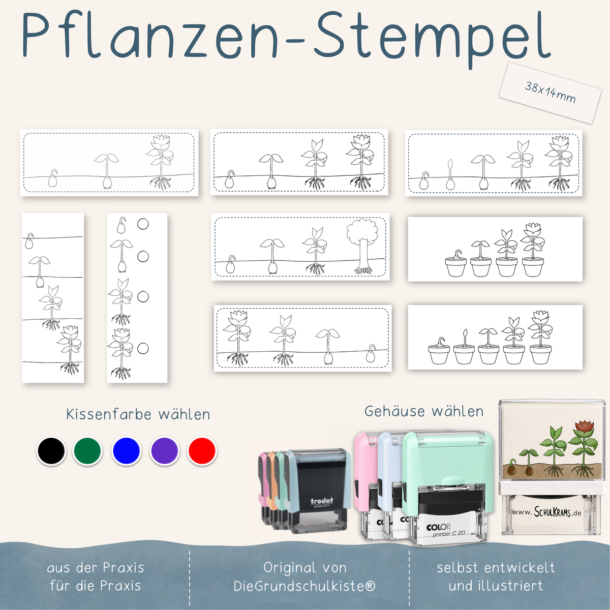 Stempel - Pflanzensymbole (38x14mm)