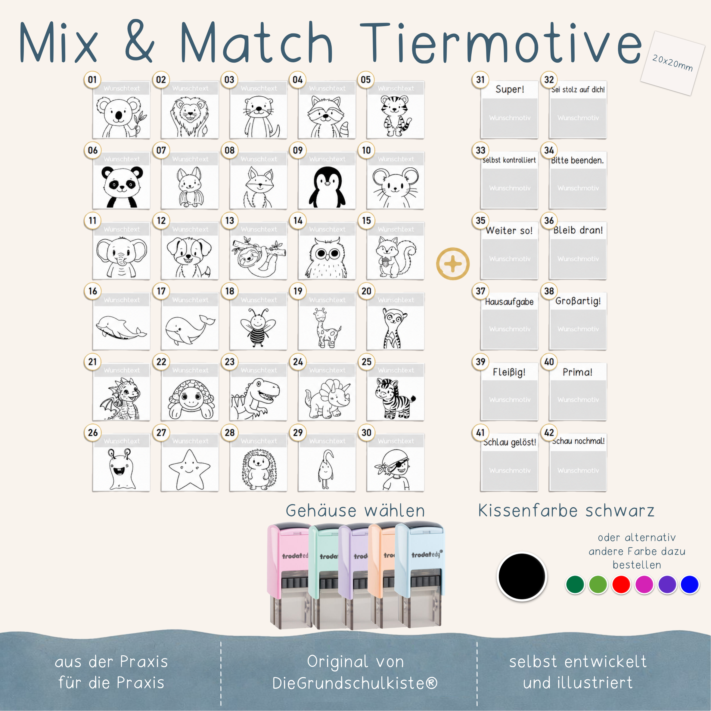 Mix & Match - Tiermotive Pastellfarben