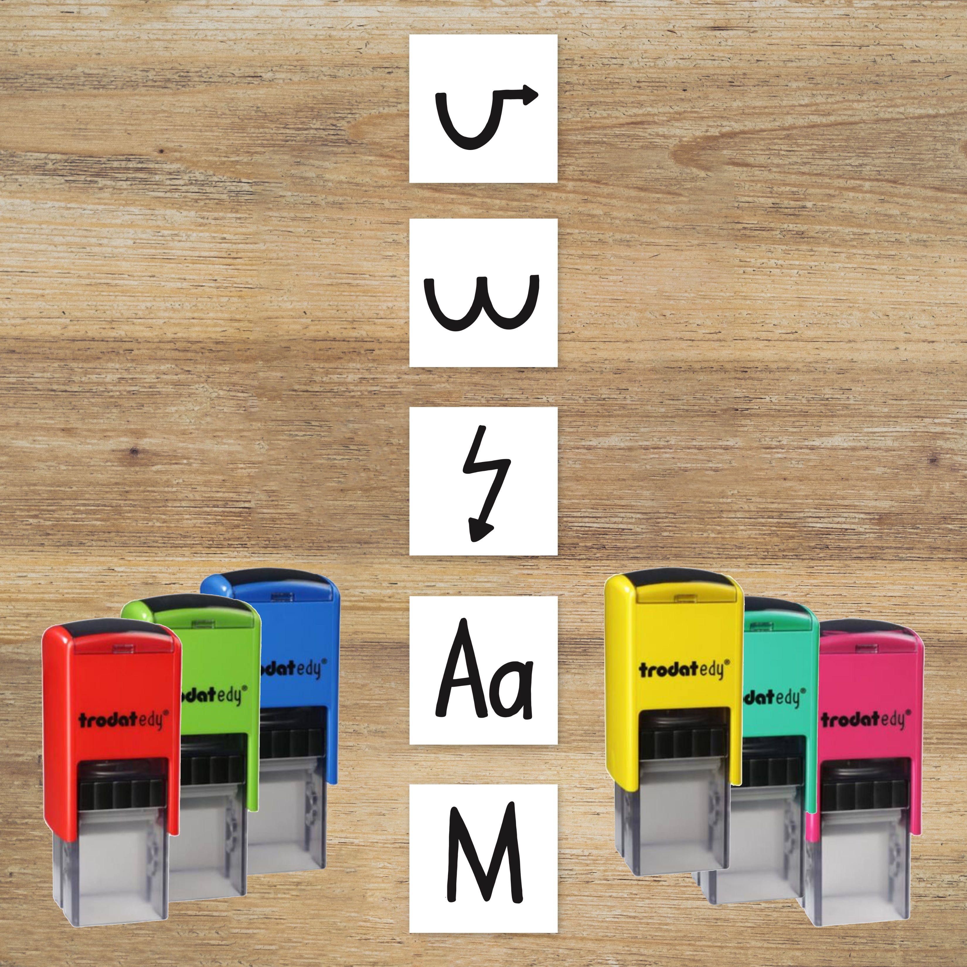 Stempel Deutsch - verlängern, schwingen, ableiten, groß oder klein?, merken (Modell Edy - Abdruckfläche 20 x 20mm)