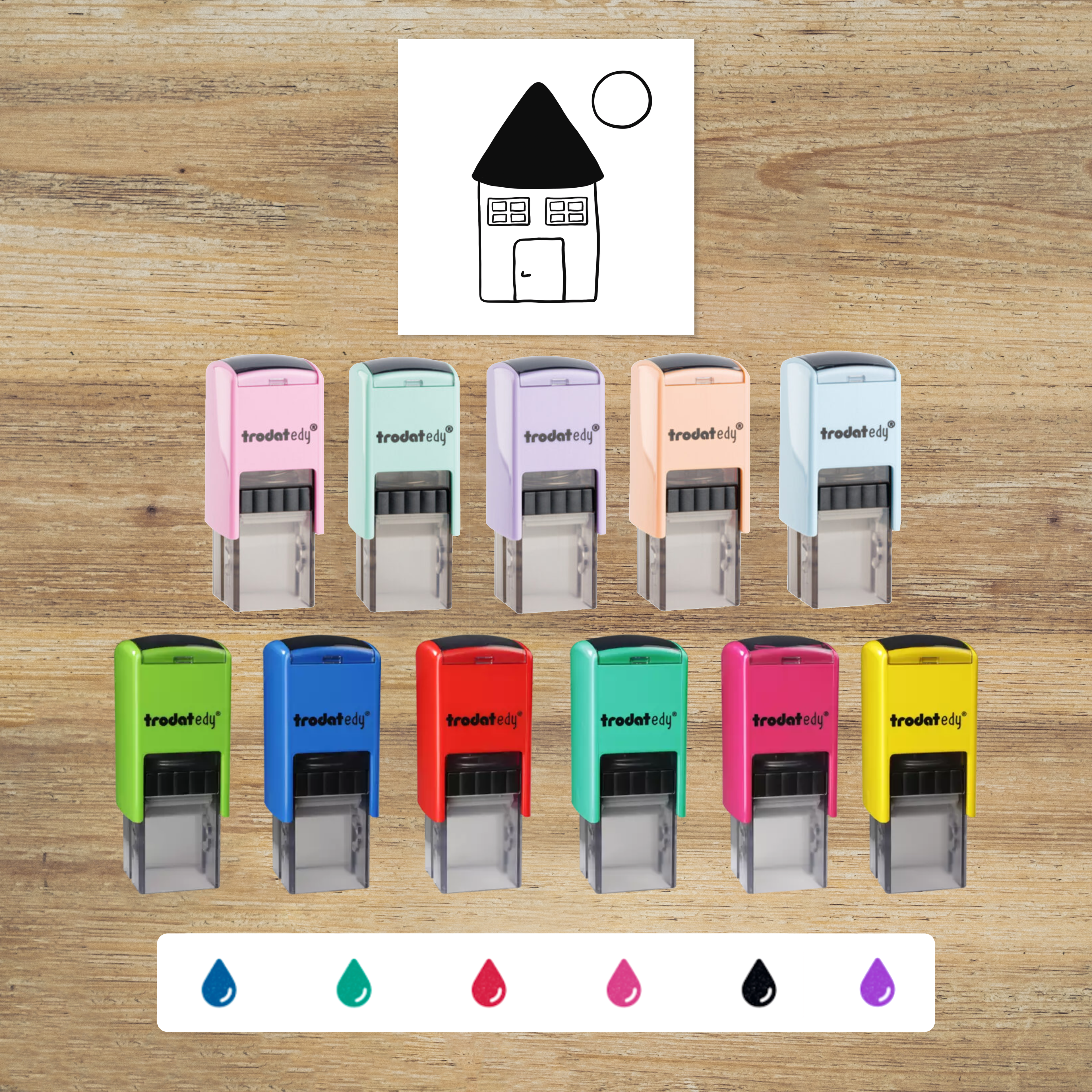 Schulstempel "Haus mit Kreis" (20x20mm)