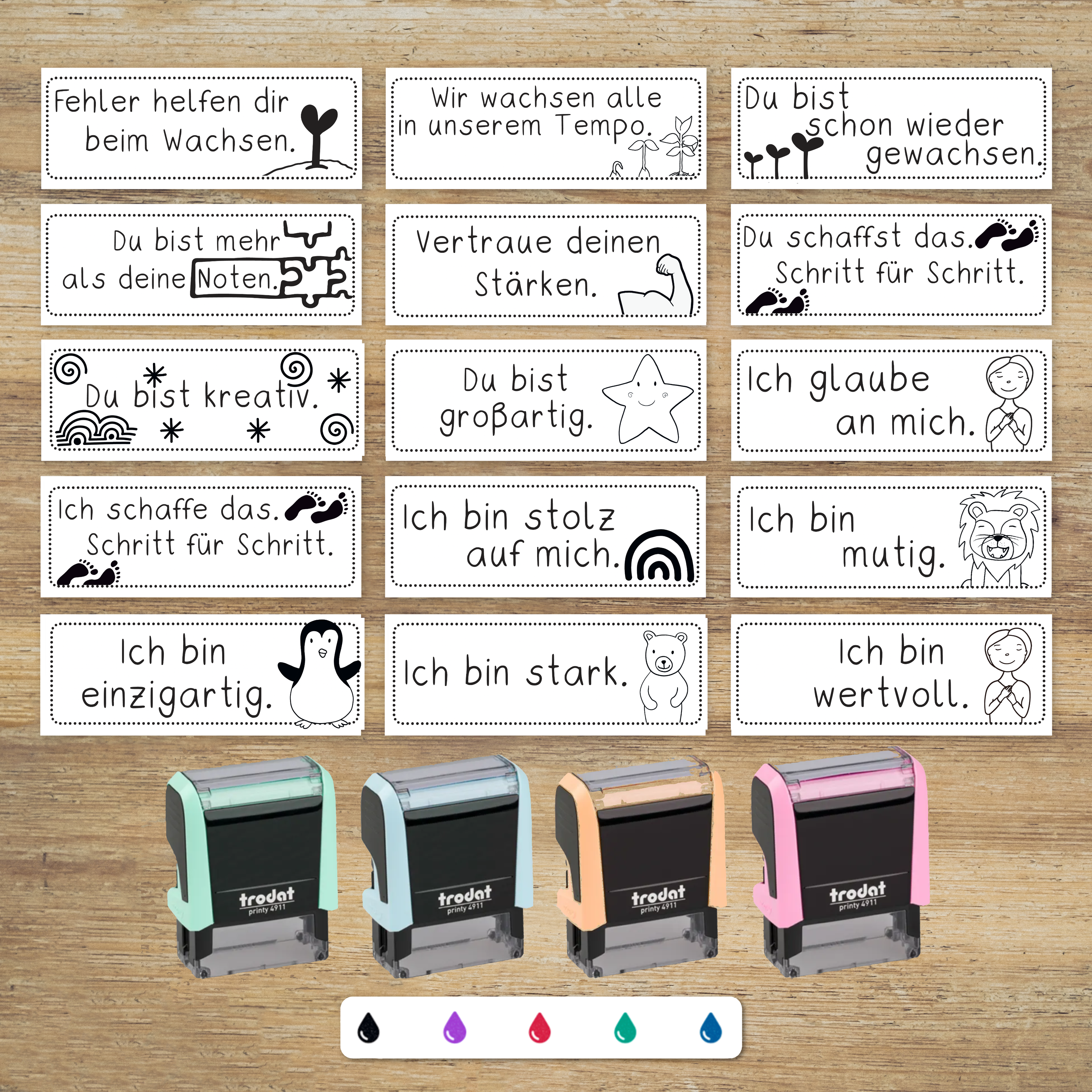 Schulstempel Growth Mindset - Baukasten (38x14mm)