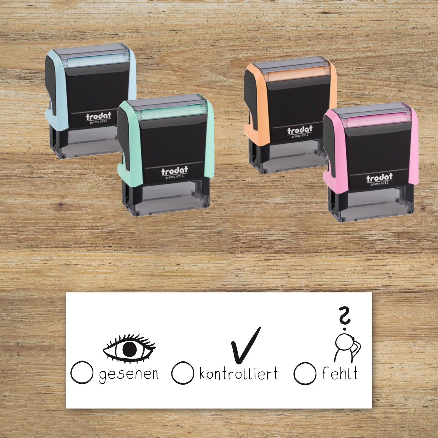 Stempel - "gesehen - kontrolliert - fehlt" (Modell 4912 - Abdruckfläche 47 x 18mm)