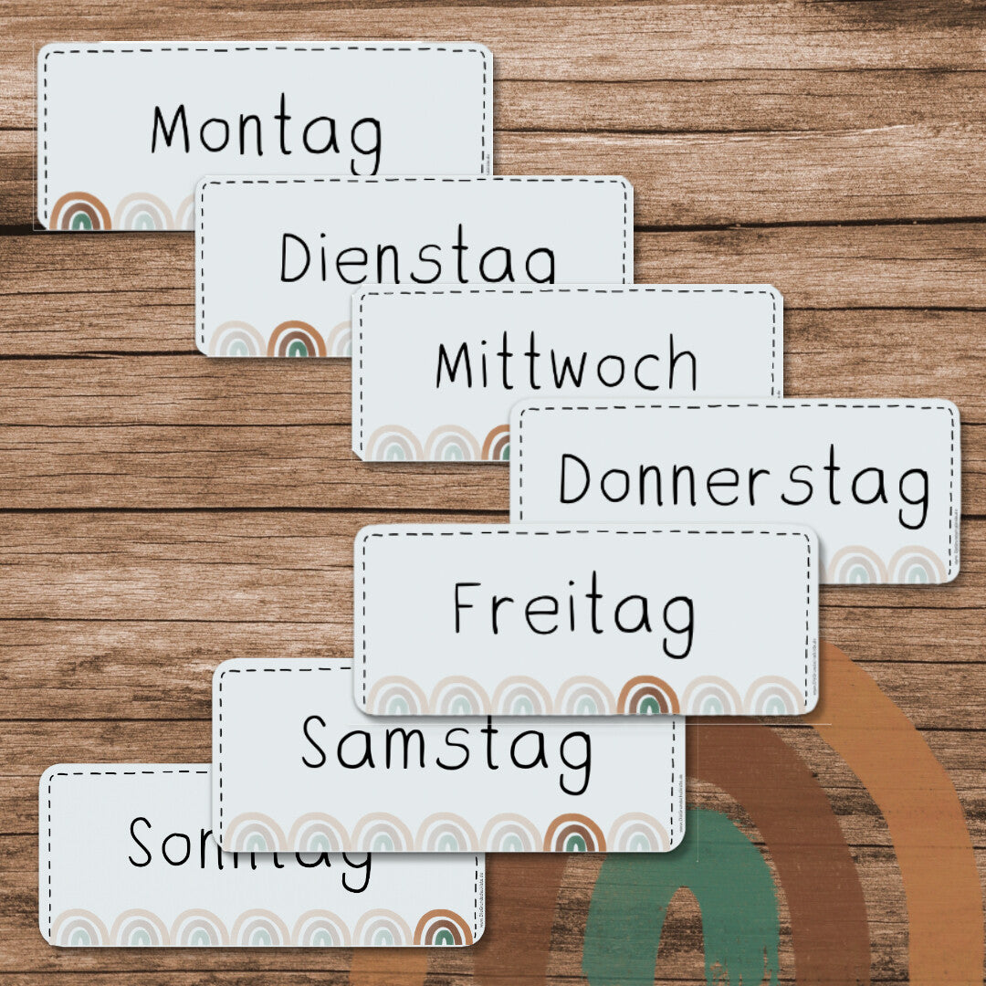 Klassenkalender Add on - Wochentage in beige und blau
