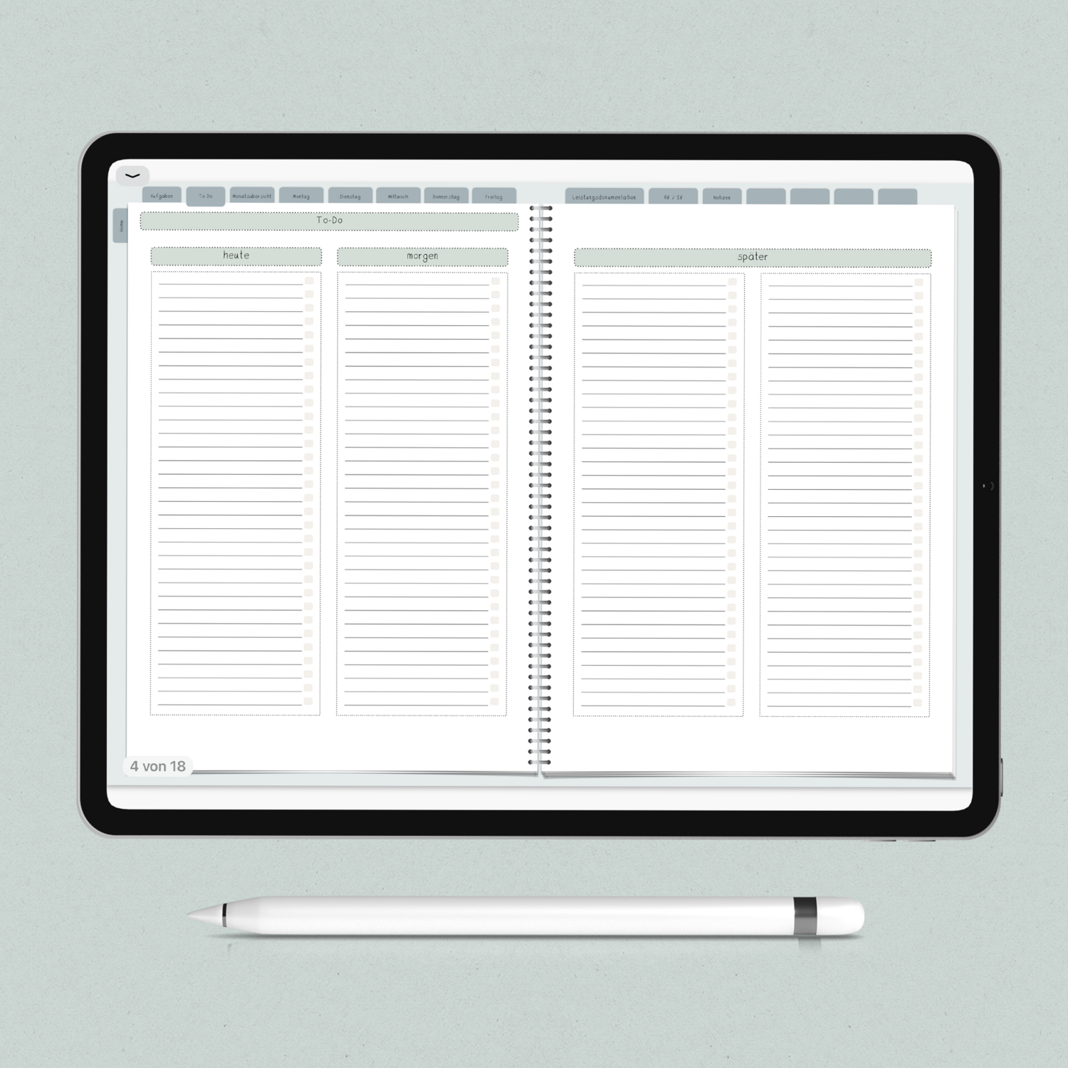 Digitaler Planer - Version 2 (tageweise Planung)
