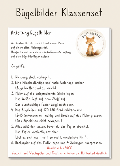 Bügelbilder Klassenset - Fuchsklasse