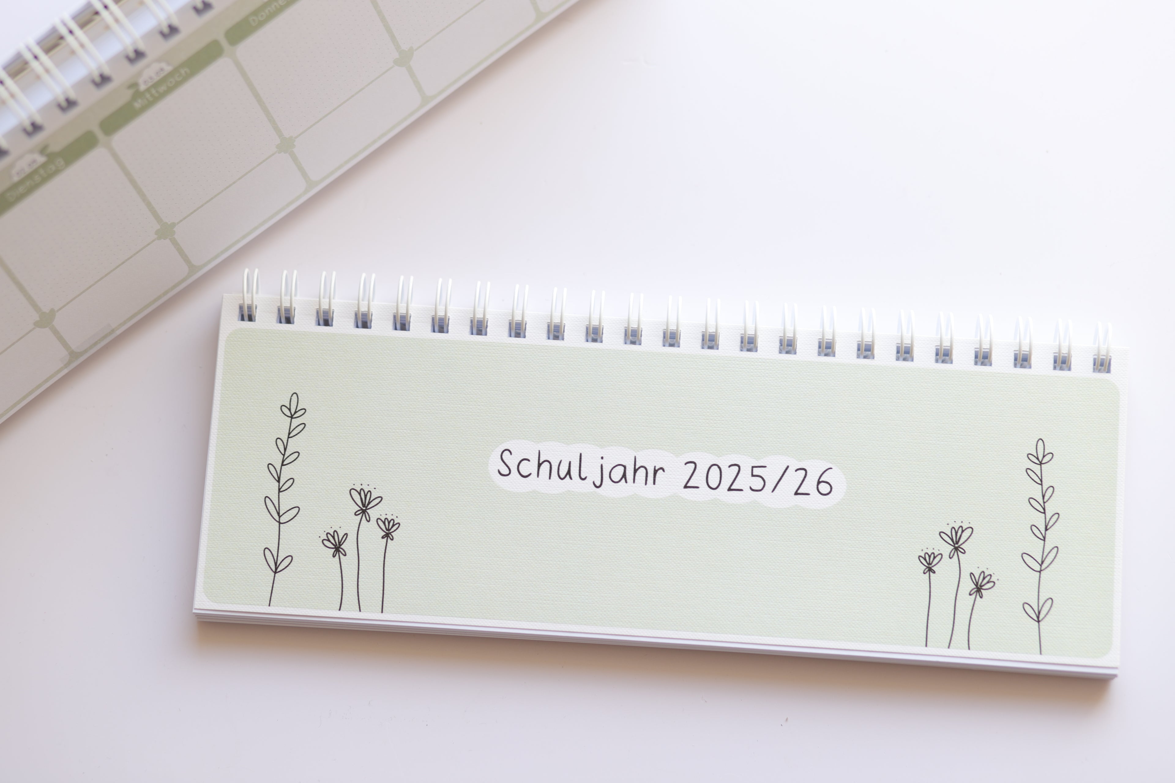 Tischplaner Pflanzen Leinenoptik - Schuljahr 2025/2026