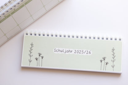 Tischplaner Pflanzen Leinenoptik - Schuljahr 2025/2026