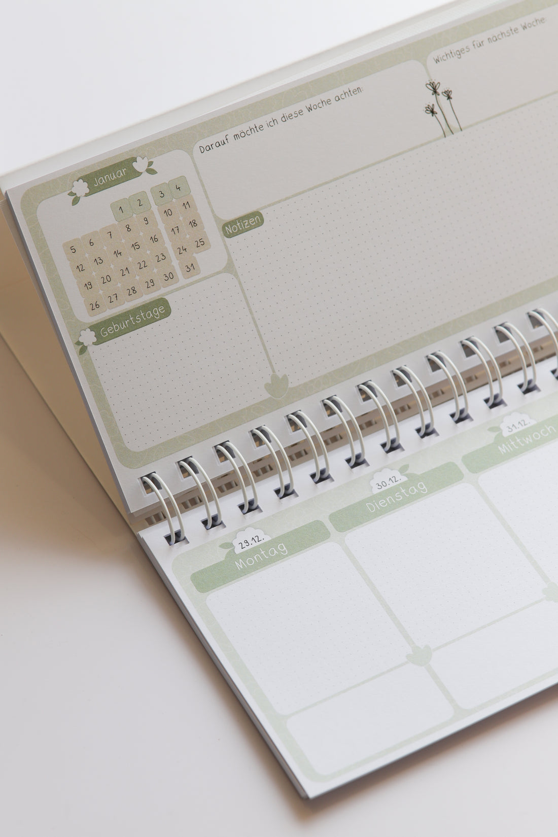 Tischplaner Pflanzen Leinenoptik - Schuljahr 2025/2026