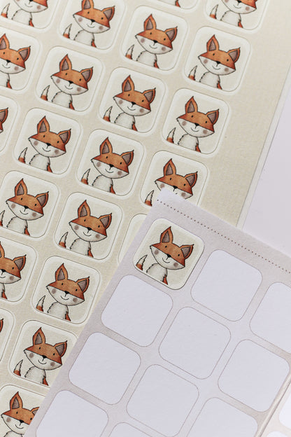 Klassensatz Sammelheft Fuchs (30 Stück) mit Fuchssticker-Bogen (150 Sticker)