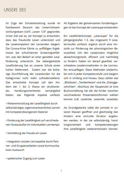 Leseraupe Lesekonzept für die Klassen 1-3