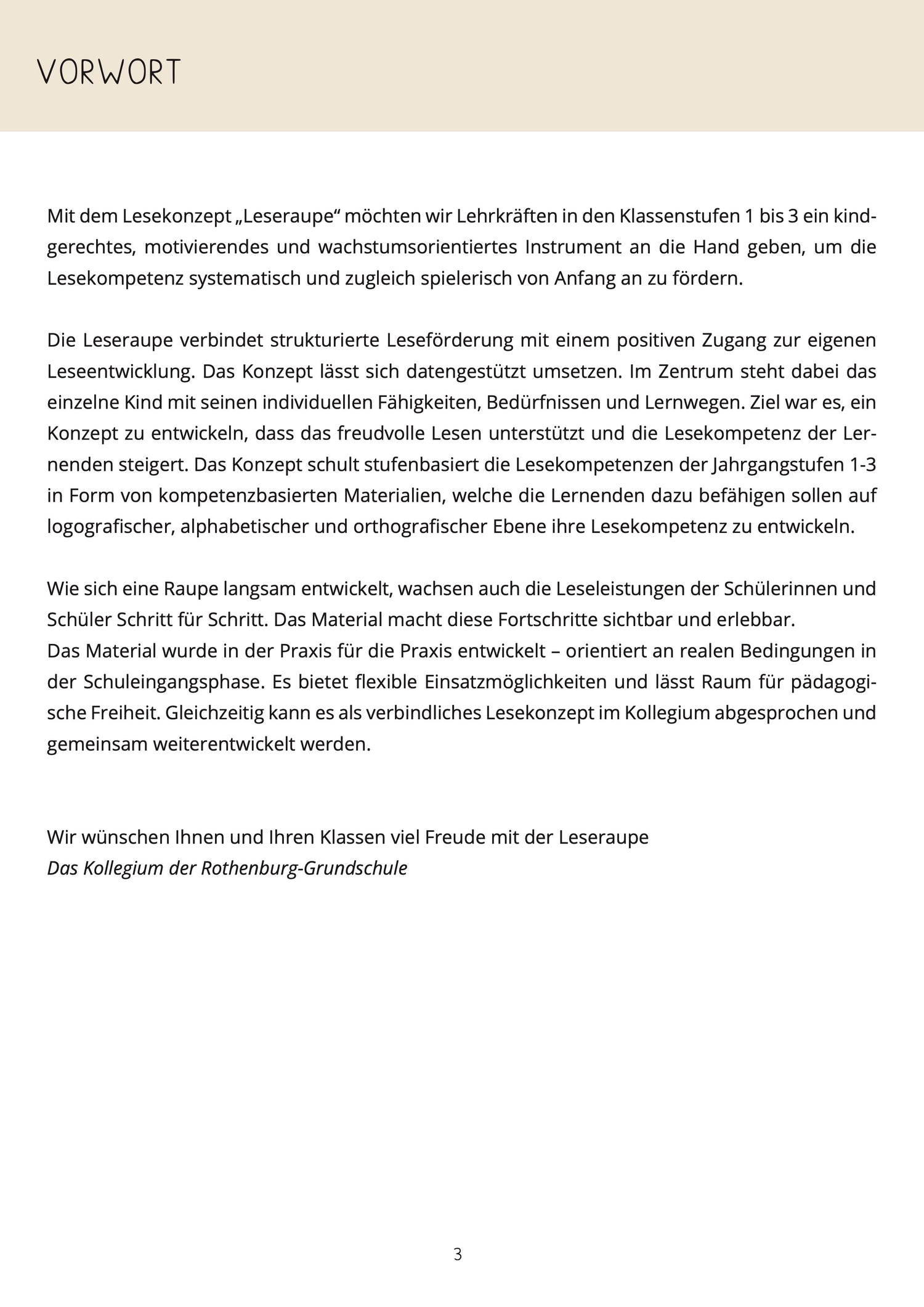 Leseraupe Lesekonzept für die Klassen 1-3