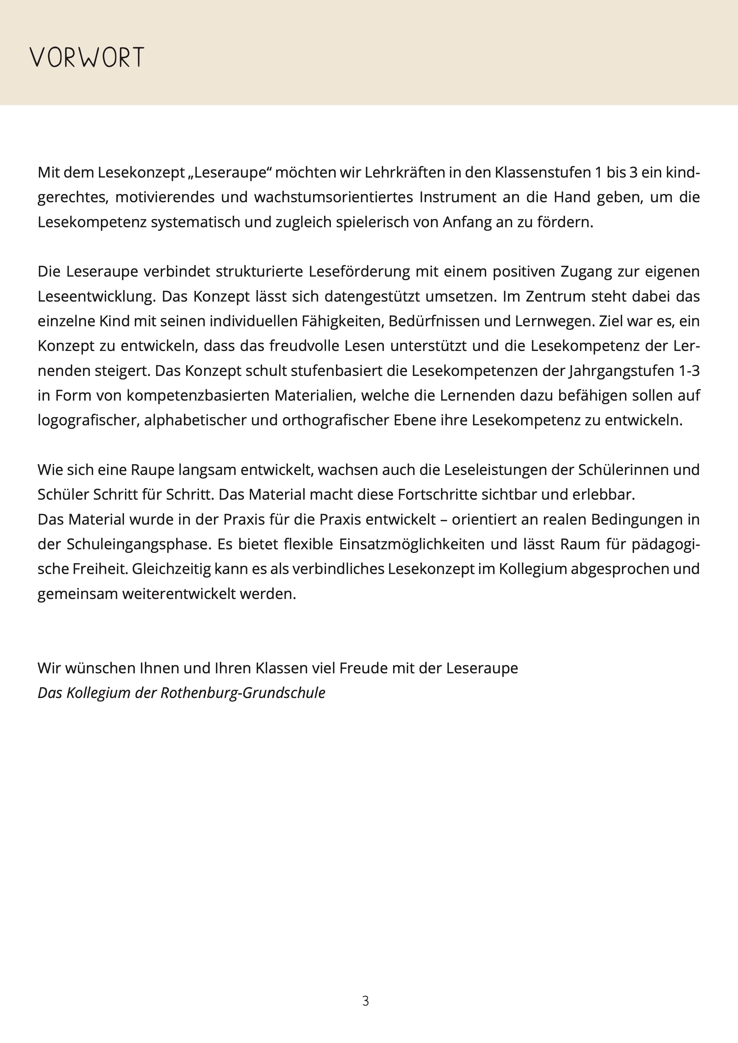 Leseraupe Lesekonzept für die Klassen 1-3