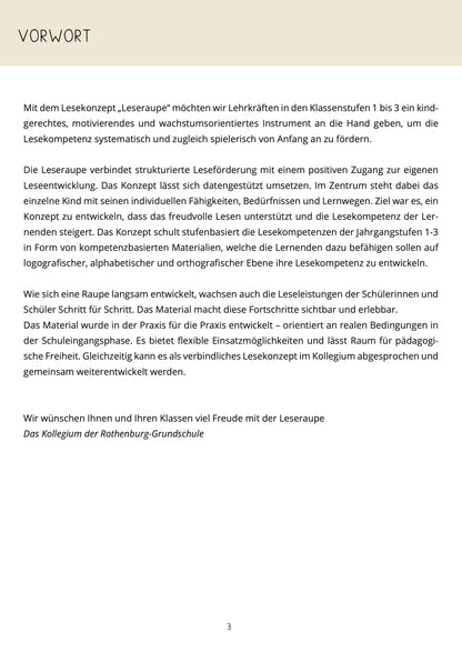 Leseraupe Lesekonzept für die Klassen 1-3