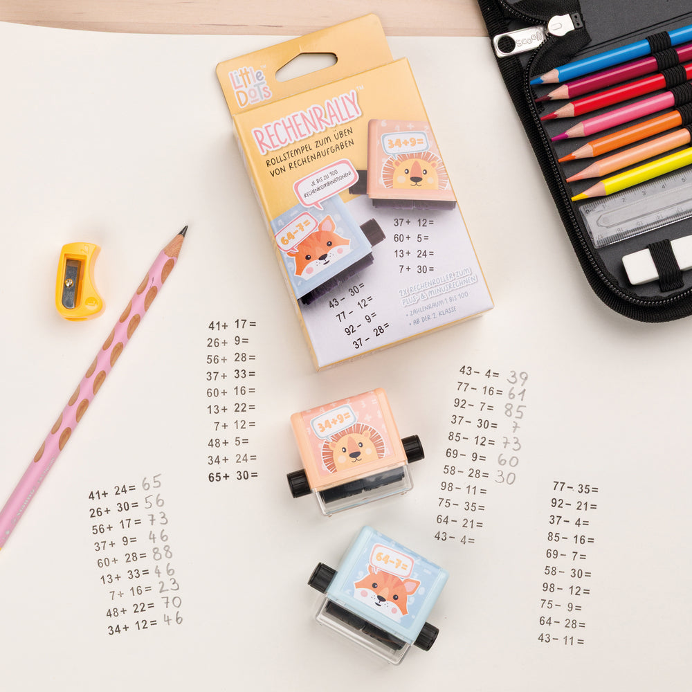Rollstempel  Rechenrally  2er Set Plus / Minus Ab Klasse 2