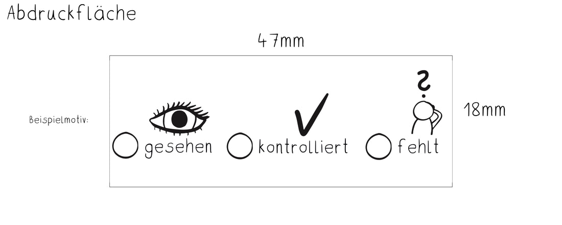 Stempel - &quot;gesehen - kontrolliert - fehlt&quot; (Modell 4912 - Abdruckfläche 47 x 18mm)