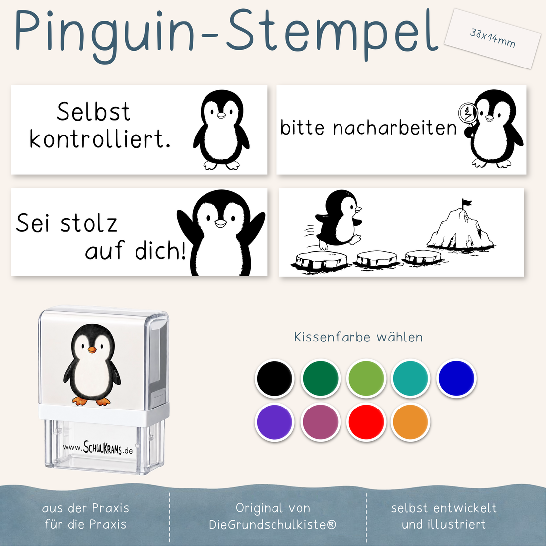 Stempel Pinguin - Schulstempel (38x14mm)