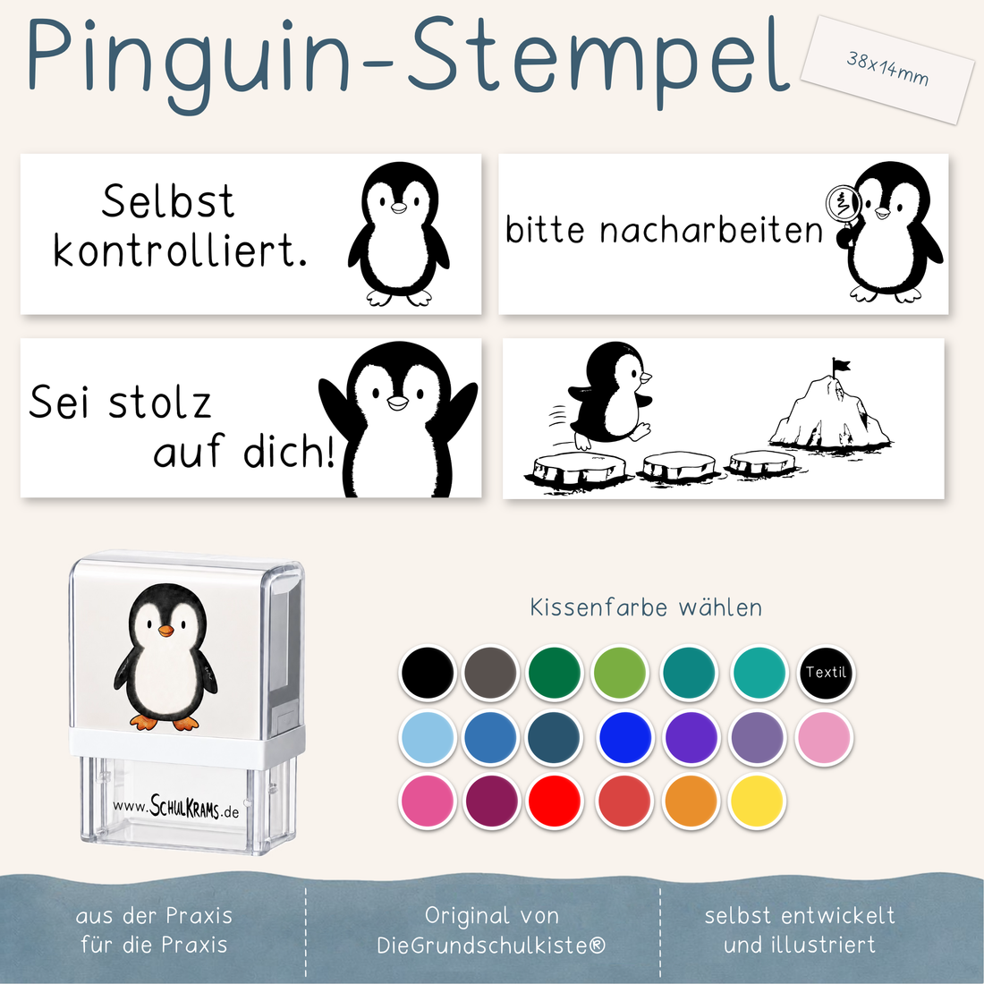 Stempel Pinguin - Schulstempel (38x14mm)