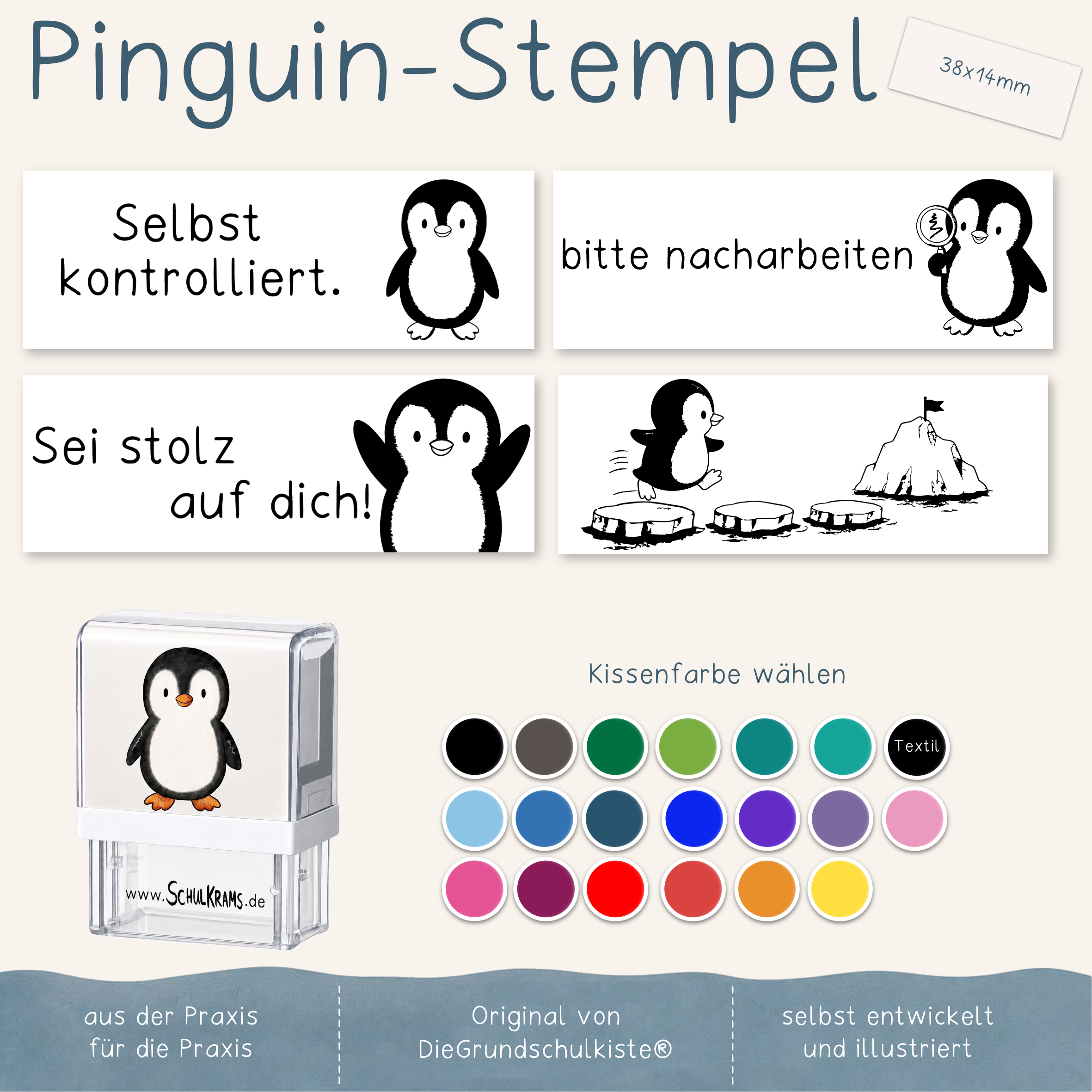Stempel Pinguin - Schulstempel (38x14mm)