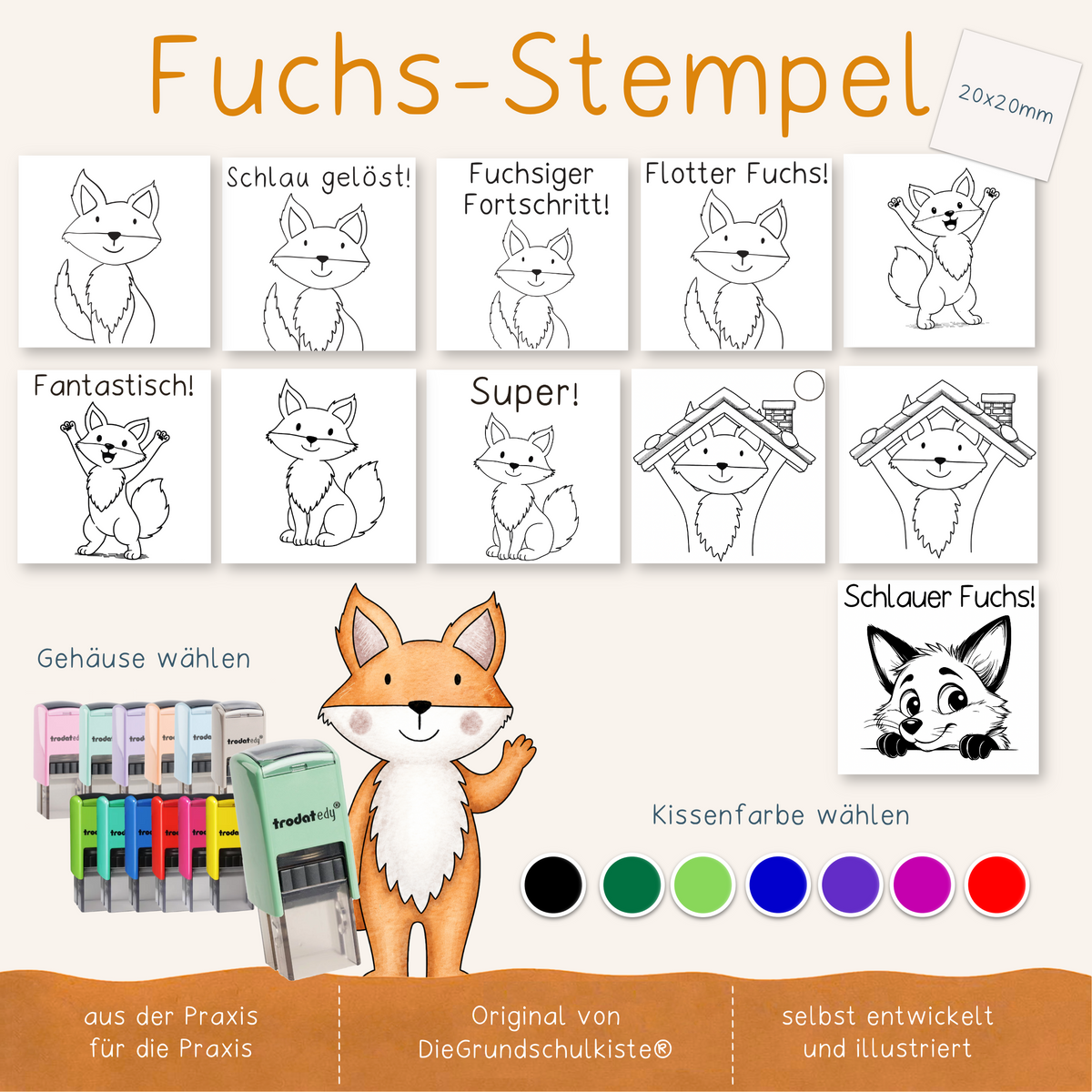 Stempel Fuchs - Schulstempel (20x20mm)