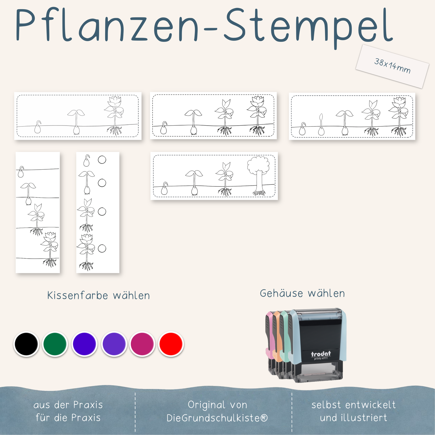Stempel - Pflanzensymbole (38x14mm)