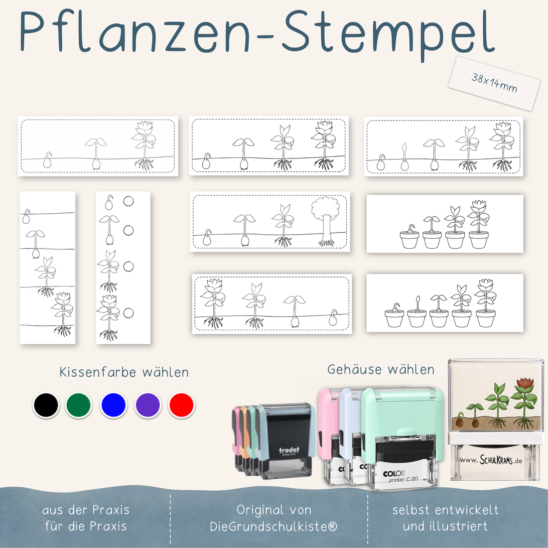 Stempel - Pflanzensymbole (38x14mm)
