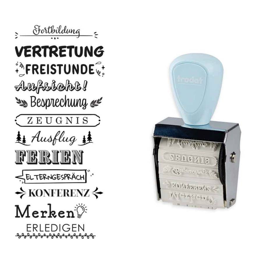 Stempel Schulplaner pastellblau - 12 Motive