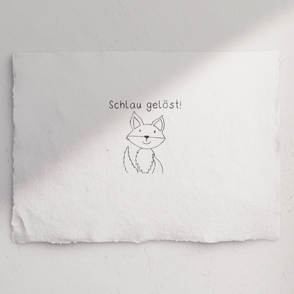 Stempel Fuchs &quot;Schlau gelöst!&quot; - Schulstempel 20x20mm