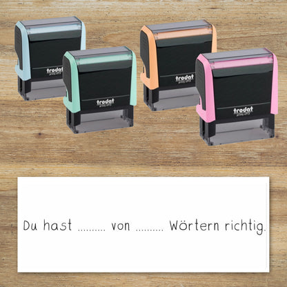 Stempel - &quot;Du hast .......... von .......... Wörtern richtig.&quot;  (Modell 4913 - Abdruckfläche 58 x 22mm)