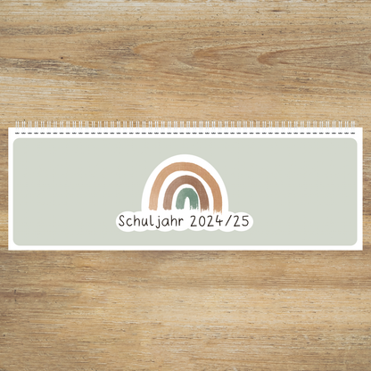 Tischplaner Regenbogen-Boho-Stil - Schuljahr 2024/2025