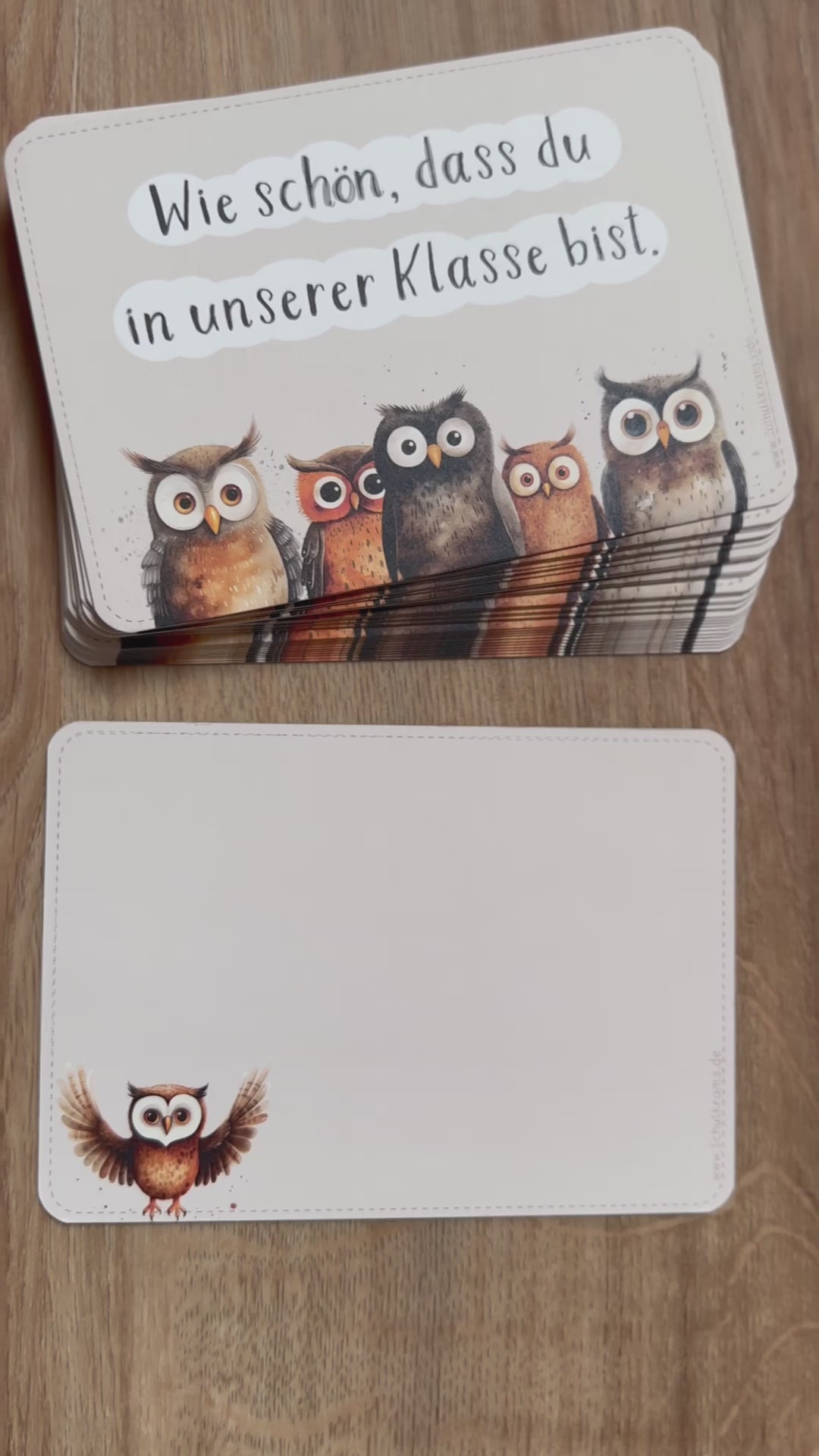 Postkarte Eulen "Wie schön, dass du in unserer Klasse bist!"