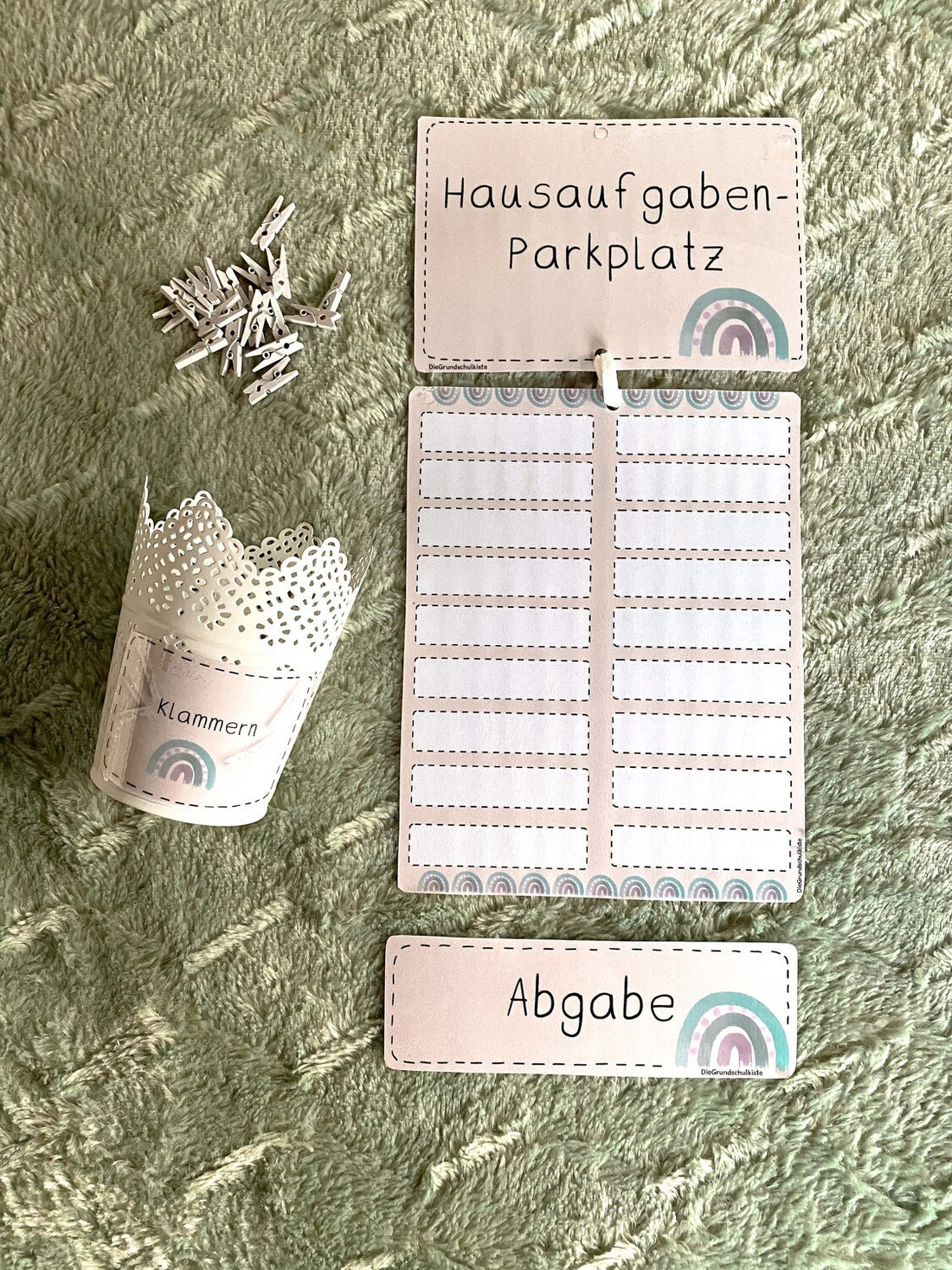 Hausaufgaben-Parkplatz - Boho Regenbogen beige