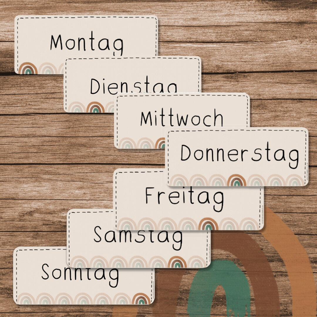 Klassenkalender Add on - Wochentage in beige und blau