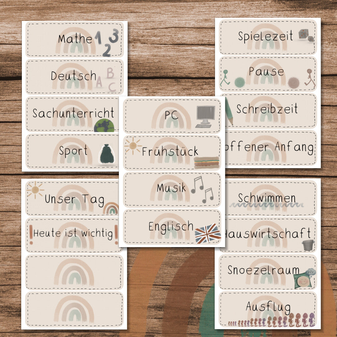 Tagestransparenz - Boho Regenbogen beige und blau