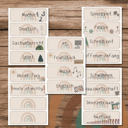 Tagestransparenz - Boho Regenbogen beige und blau