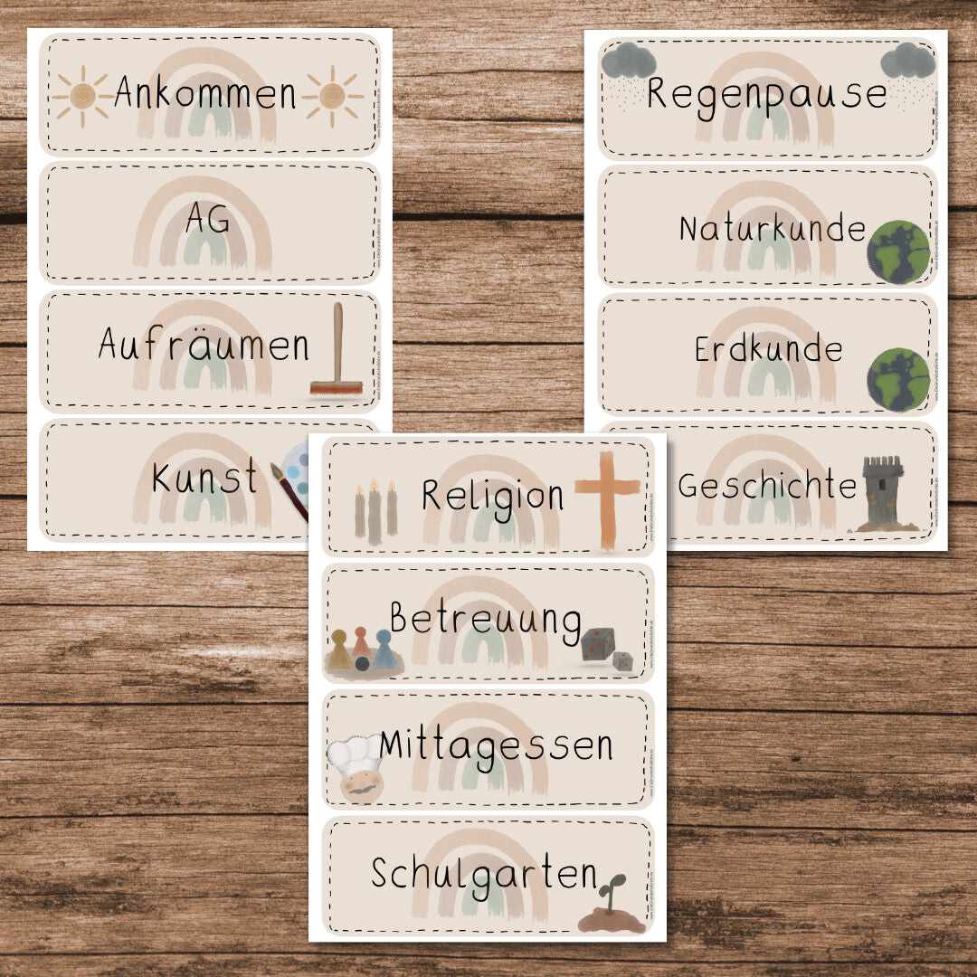 Tagestransparenz - Boho Regenbogen beige und blau