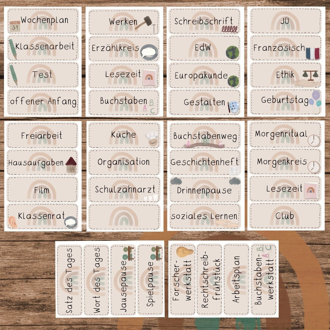Tagestransparenz - Boho Regenbogen beige und blau