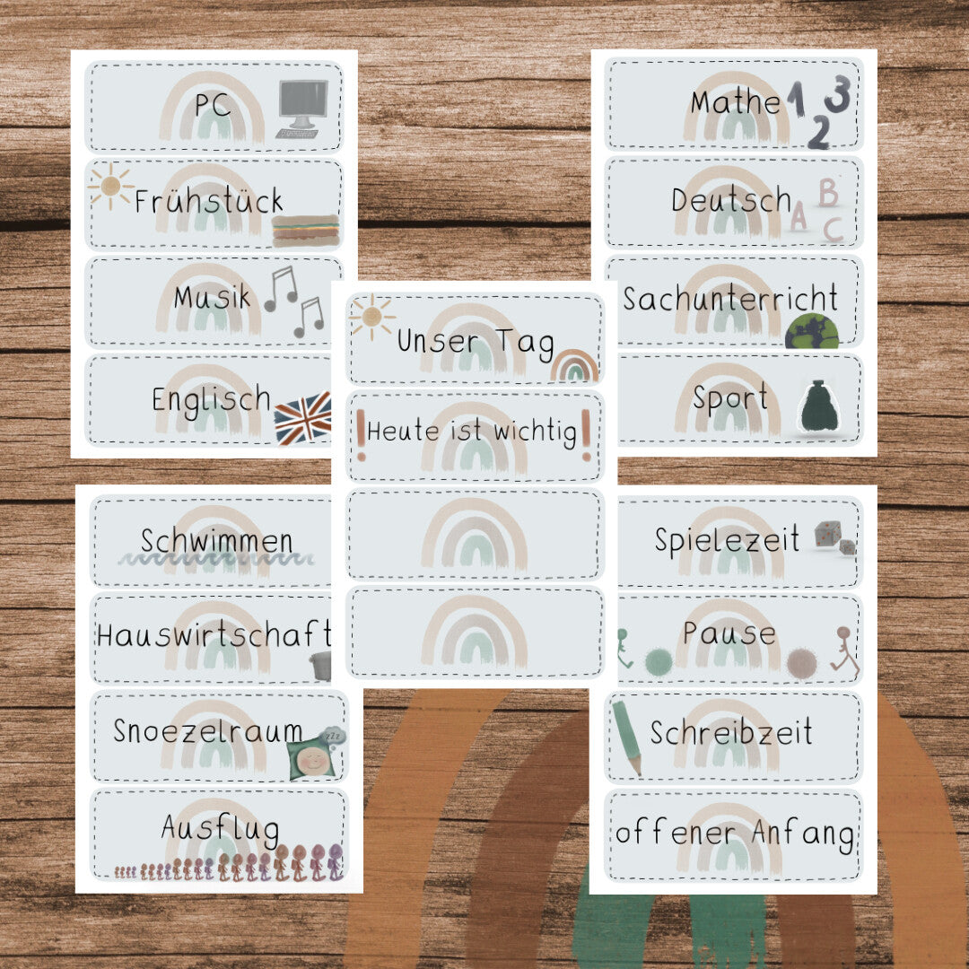 Tagestransparenz - Boho Regenbogen beige und blau
