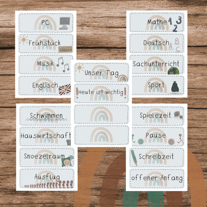 Tagestransparenz - Boho Regenbogen beige und blau
