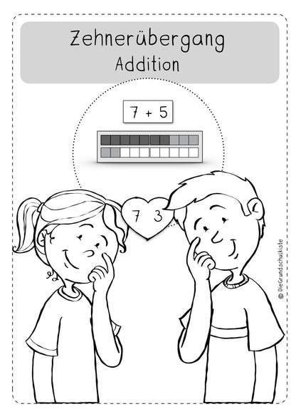 Zehnerübergang Addition - Übungsheft und Tafelmaterial