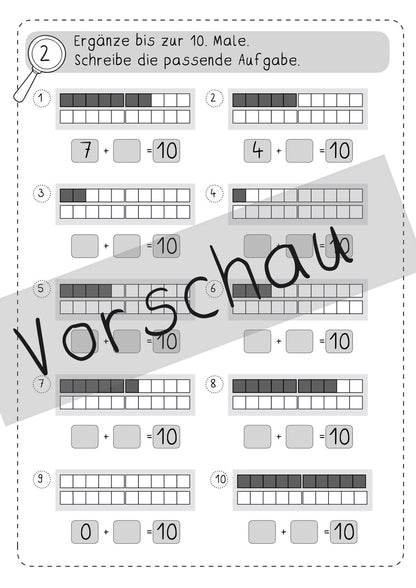 Zehnerübergang Addition - Übungsheft und Tafelmaterial