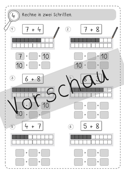 Zehnerübergang Addition - Übungsheft und Tafelmaterial